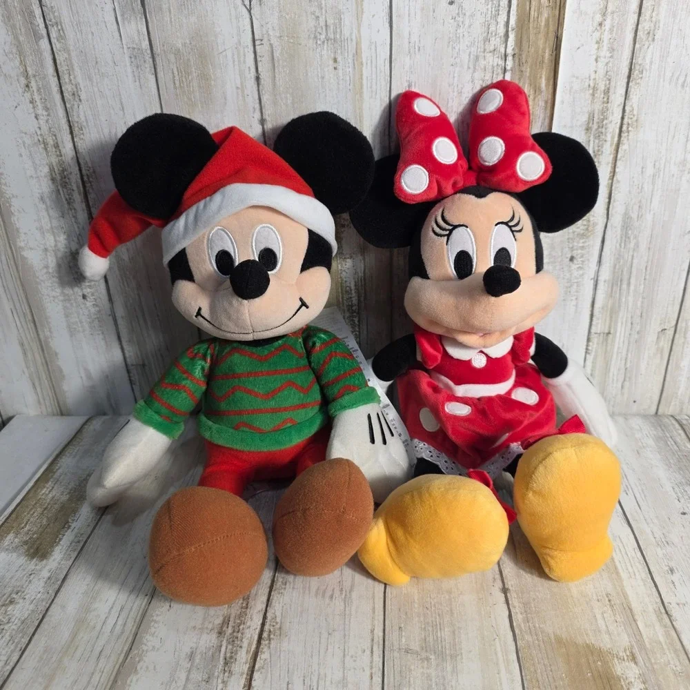Disney Mickey Minnie Mouse Christmas Plush Set Kohls Cares Holiday Red Green